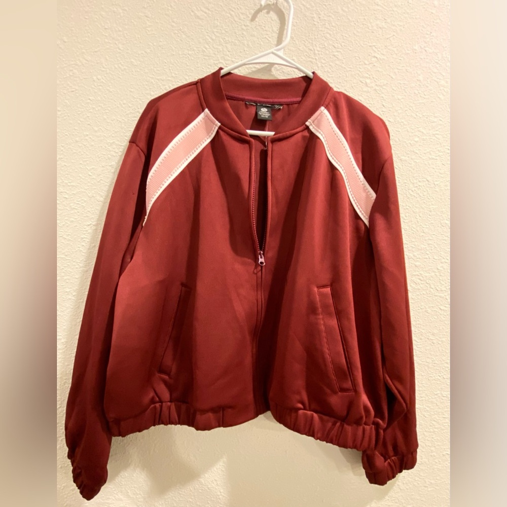 Ashley Stewart Red Bomber Jacket Women’s 14/16 Plus Size Athletic Track Jacket